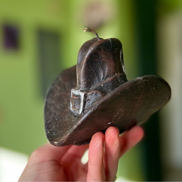 VTG Western Cowboy Cabin Hat Rustic Decorative Wax Candle Accent Art - Picture 4 of 9